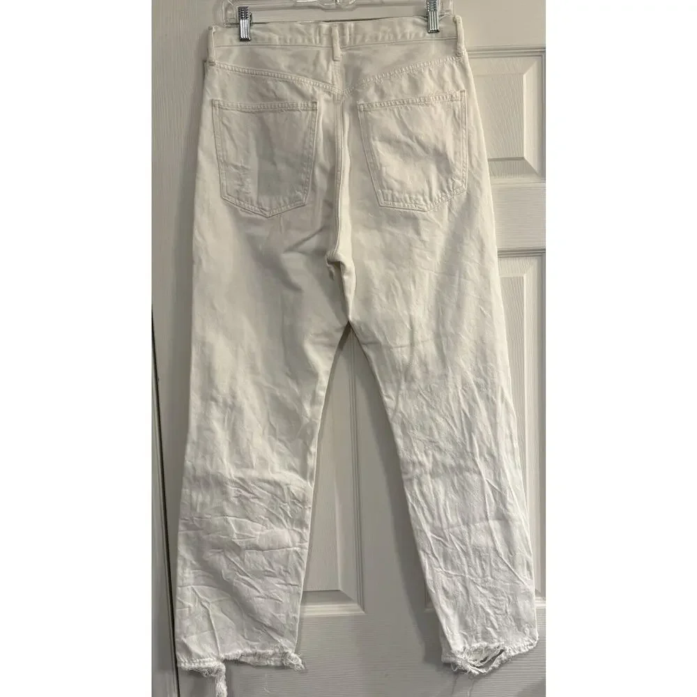Agolde Jeans Sz‎ 27 90's Mid Rise Loose Fit Vanish White Distressed Thrashed - Picture 6 of 16